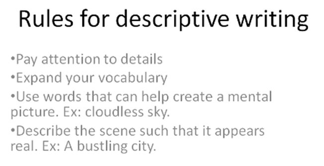 Rules for Descriptive Writing